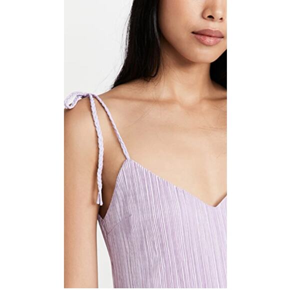DANNIJO Purple Lilac Mini Pleated Crinkle Braided Strap Mini Dress // S - Picture 3 of 12